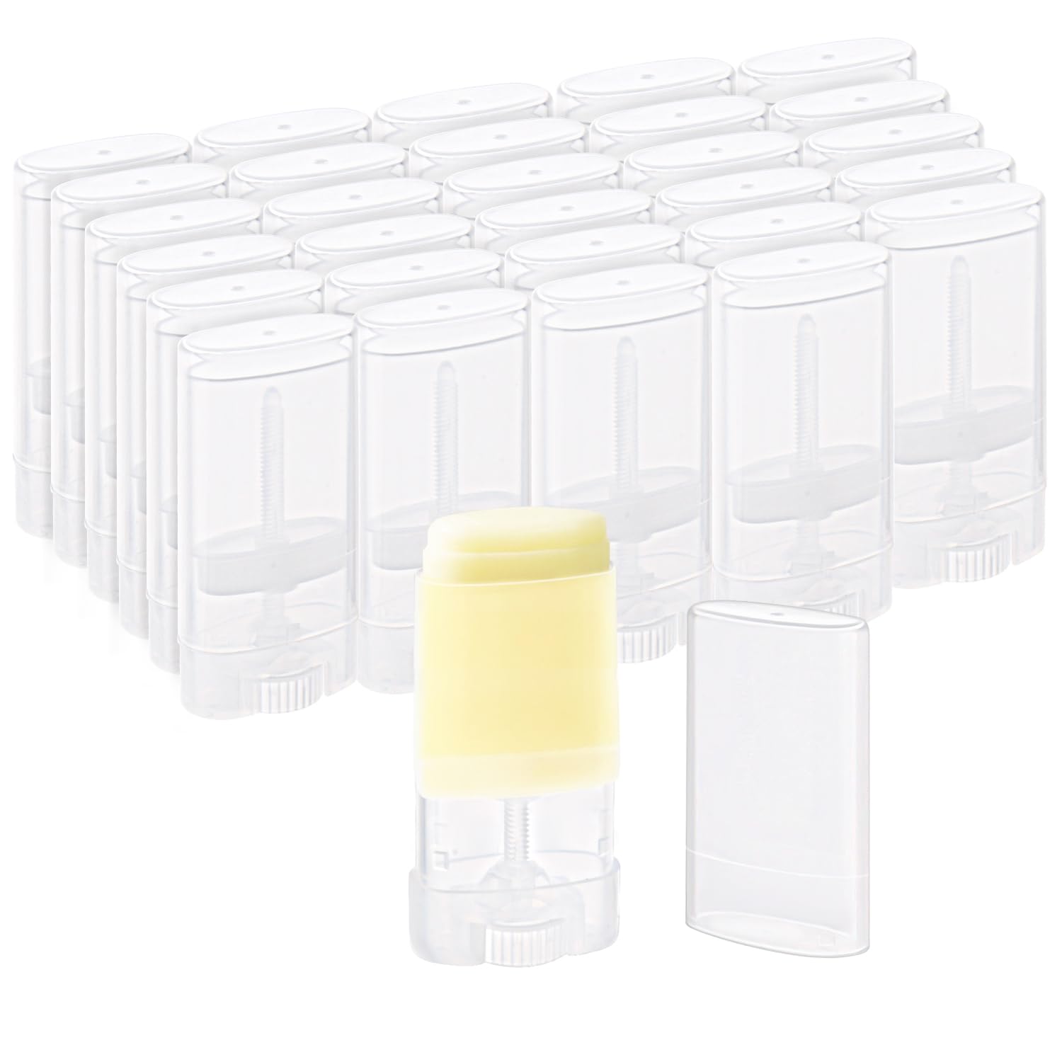 15ml/0.5oz 30 Pack Empty Lip Balm Tubes Plastic Deodorant Containers Travel Refillable Deodorant Tubes Lipstick Tube For DIY Lip Balm Deodorant