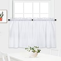 Vista 73 de NANAN Tier Curtains for Kitchen 24 Inch, Waffle Weave Textured Tailored Short Curtains for Bathroom Waterproof Window Covering Kitchen Cafe Curtains