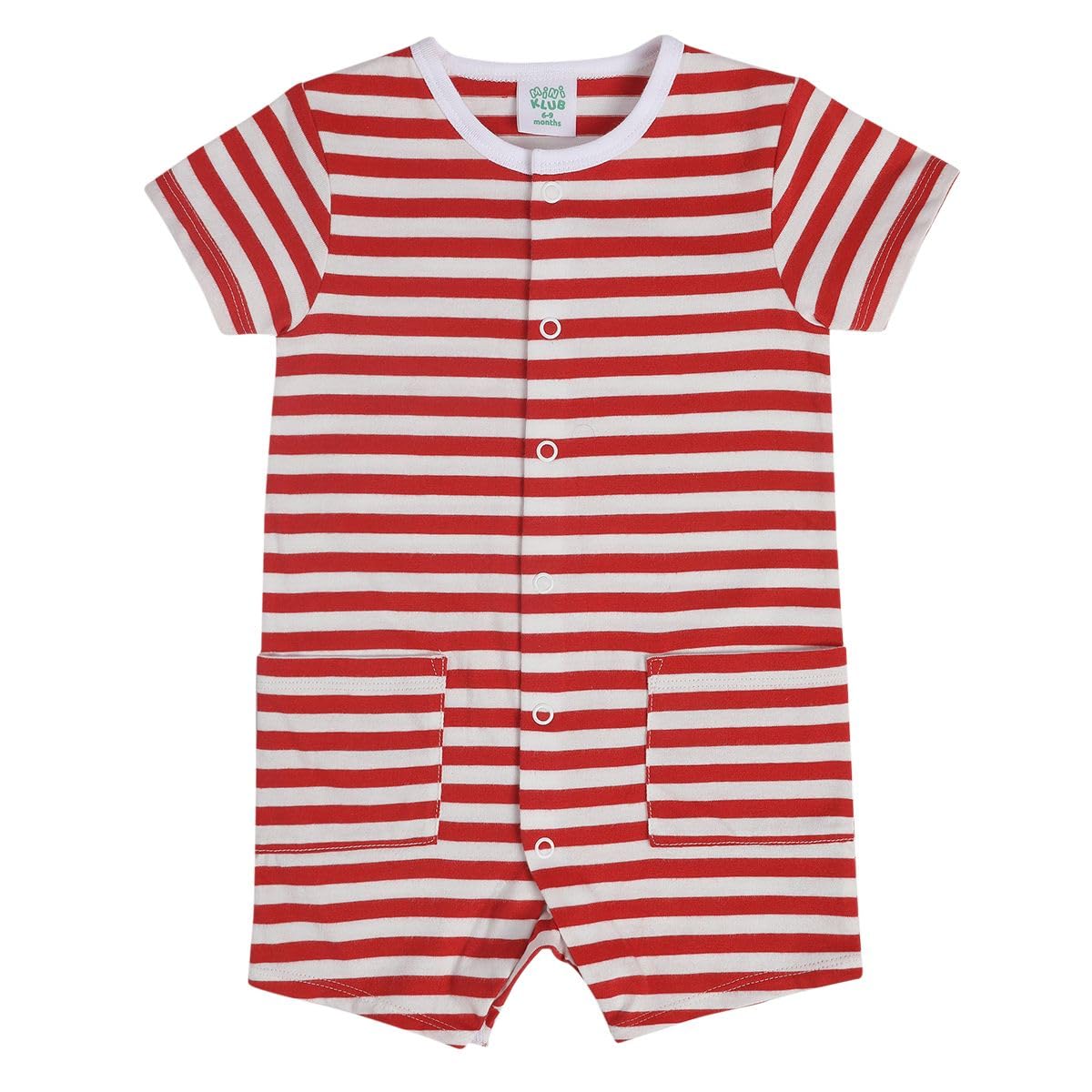 miniklub Baby Boys Round Neck Short Sleeve Knit Romper (Red And White Color) - Review, Price and Buying Guide