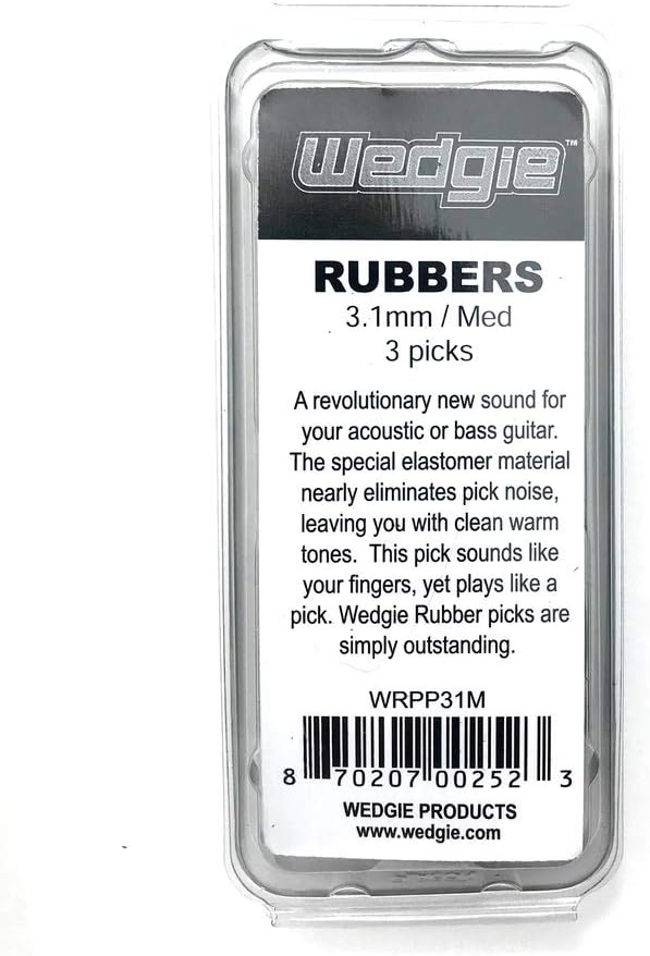 Wedgie WRPP31M Rubber Guitar Picks 3.1mm Medium, 3 Pack