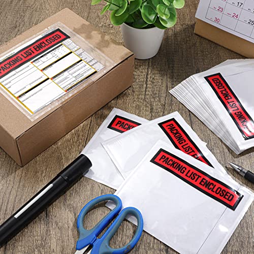 1000 Pcs 4.5''X5.5'' Packing Slip Envelope Pouches Clear Self Adhesive Shipping Label Sleeves Waterproof Packing List Envelopes Pockets Top Loading Shipping Pouches Enclosed Bags For Mailing (Red) #TOP5