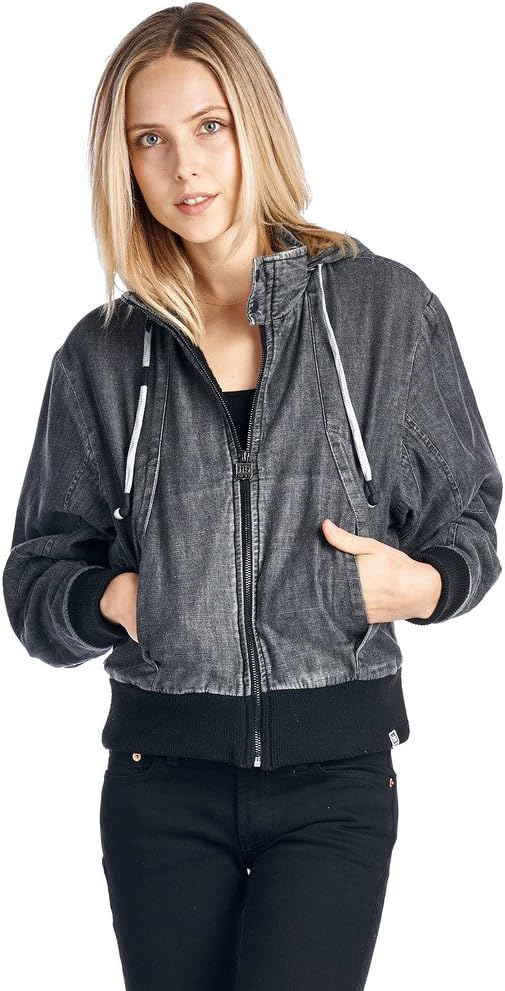 HB Super Girl's Full Zip Up Hoodie Buddie Built-In Headphones Black Denim