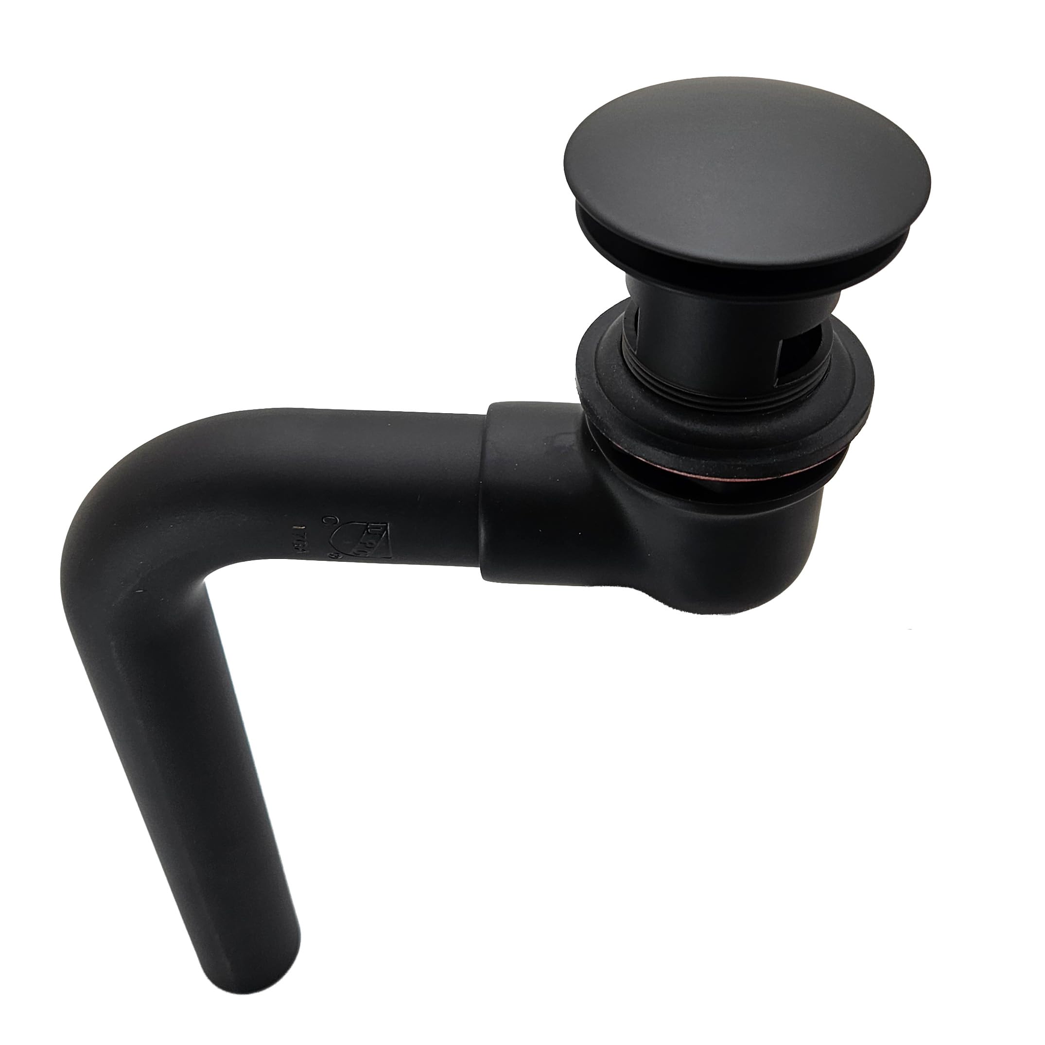 Westbrass 1-1/4" Tip-Toe Offset Overflow Lavatory Drain, 17 Gauge Brass Sink Drain with 1-1/4" Tailpiece, Fits 1-1/2" Opening, Fully Finished Exposed Installation, Matte Black