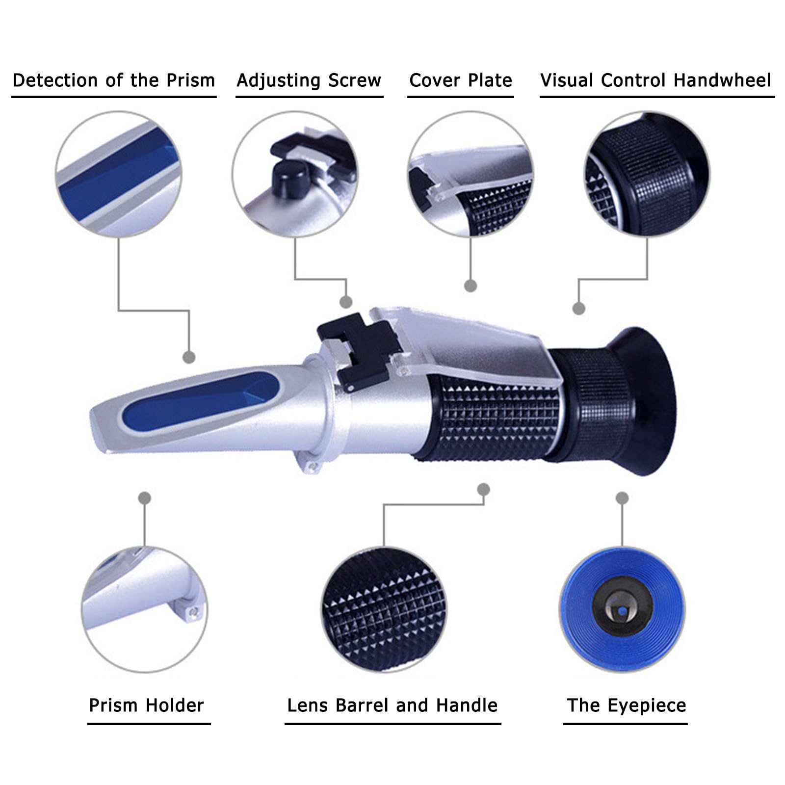 Refractómetro de cloruro de sodio, refractómetro de salinidad 0-100%, probador de agua salada portátil, hidrómetro ATC 0-100 ppt, salinómetro hecho de cobre monitoreo,Salinity Refractometer-1PCS