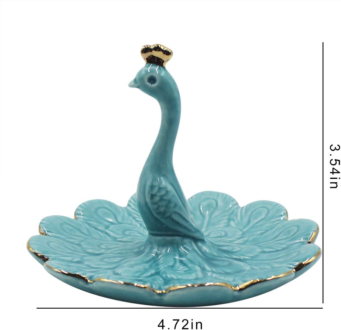 mossty Peacock Jewelry Tray Bathroom Ring Holder Porcelain Trinket Organizer Earrings Storage Case Gift for Birthday Christmas Wedding