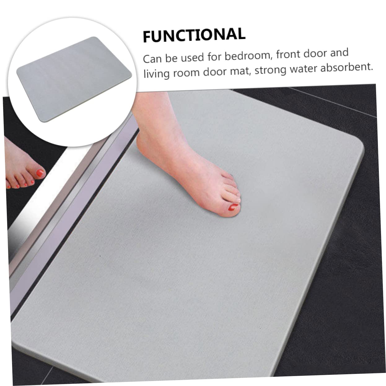 LABRIMP Tappeto da Bagno Antiscivolo Assorbente, Diatomite, Design Semplice