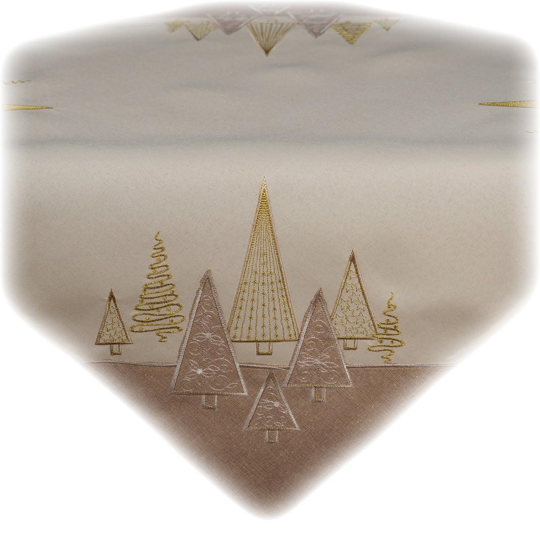texpot Tablecloth 85 x 85 cm Beige Embroidery Modern Christmas Trees Christmas Tablecloth