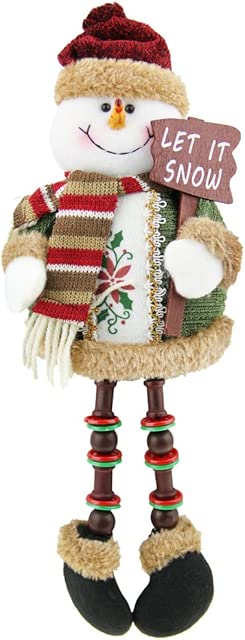 BXT Christmas Holiday Decor Plush Shelf Sitter Sitting Snowman Santa Claus Gift Cute Home Decoration Craft