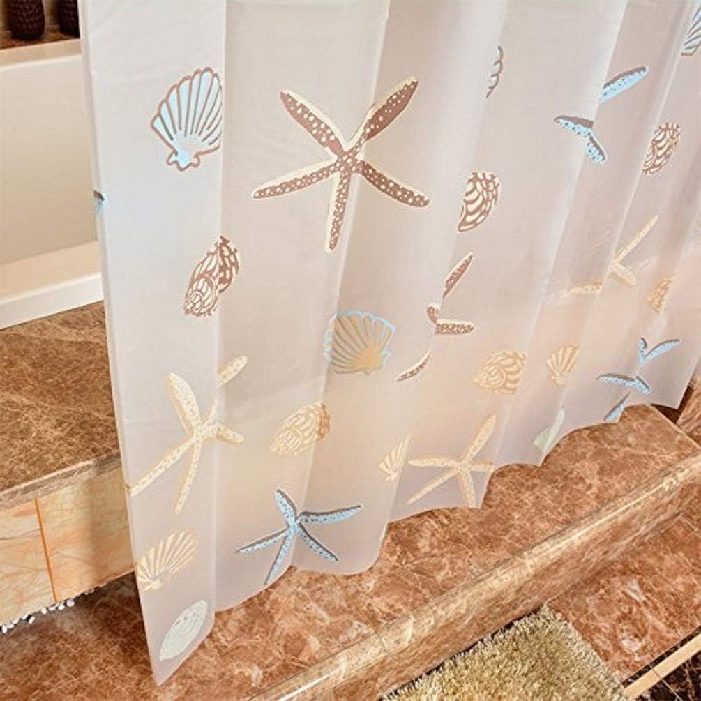 Ufatansy Shower Curtain Liner Sea Star Theme Pattern Curtain Set Waterproof, 100% Eco-Friendly PEVA Bathroom Curtian Stain Resistant with Rustproof Metal Grommets, Standard Size 78Lx72W