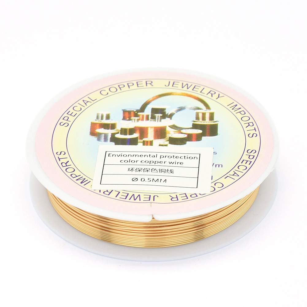 Craftdady 10 Rolls Gold Copper Wire Tarnish Resistant 23 Gauge Metal Craft Art Wire for Jewelry Making Beading, 21.32 FT/Roll