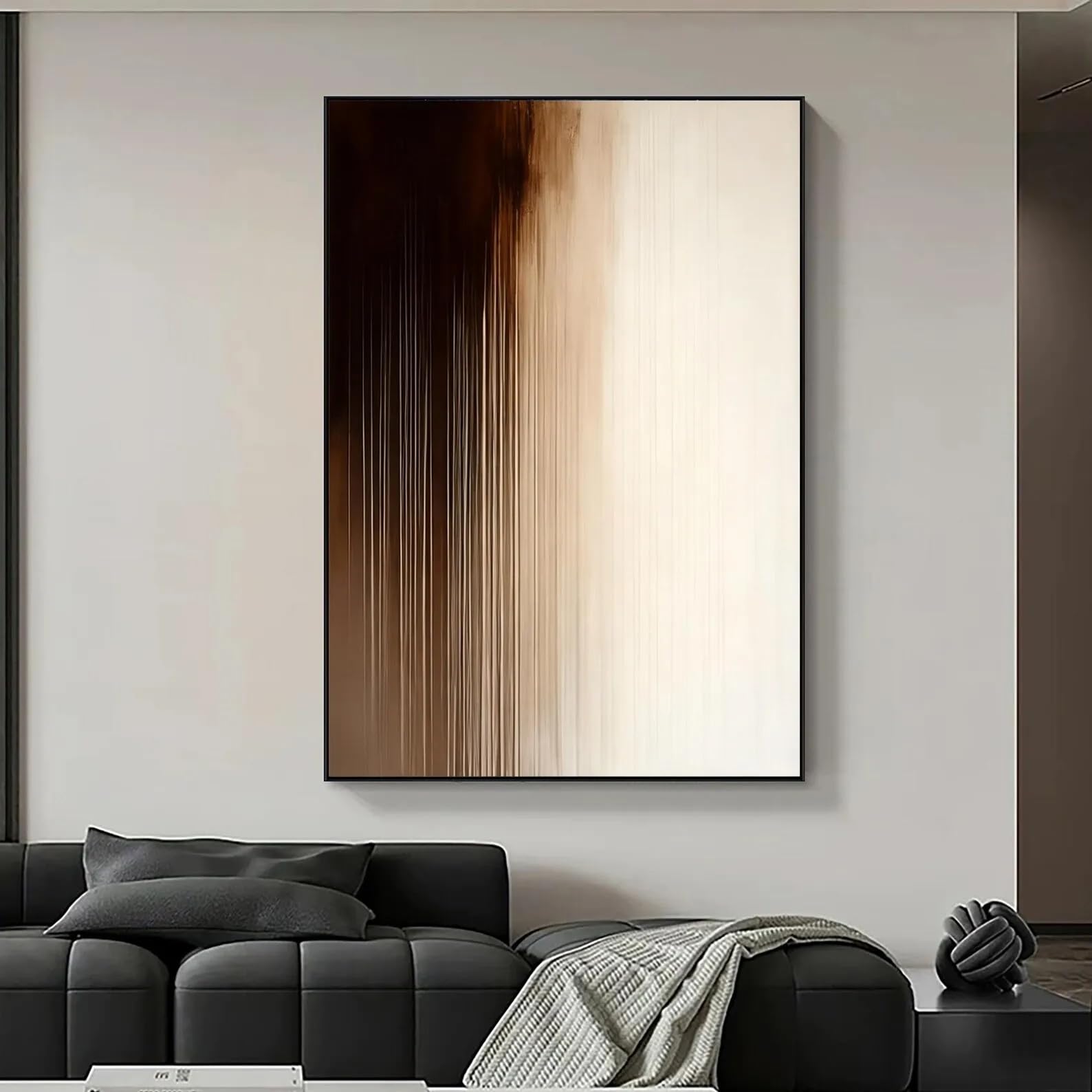 LTjiajuypd Minimalist Painting Abstract On Canvas Modern Brown Neutral Wall Art Contemporary Decor Living Room(60x85cm)