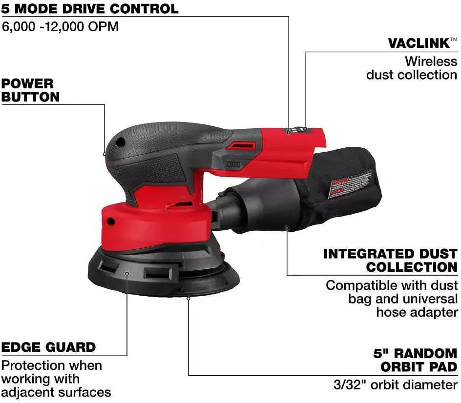 Electric Sander Fits Miwaukee 2837-20 18V 5" Orbital Sander, Small Sander, Sander Tool -Tool Only