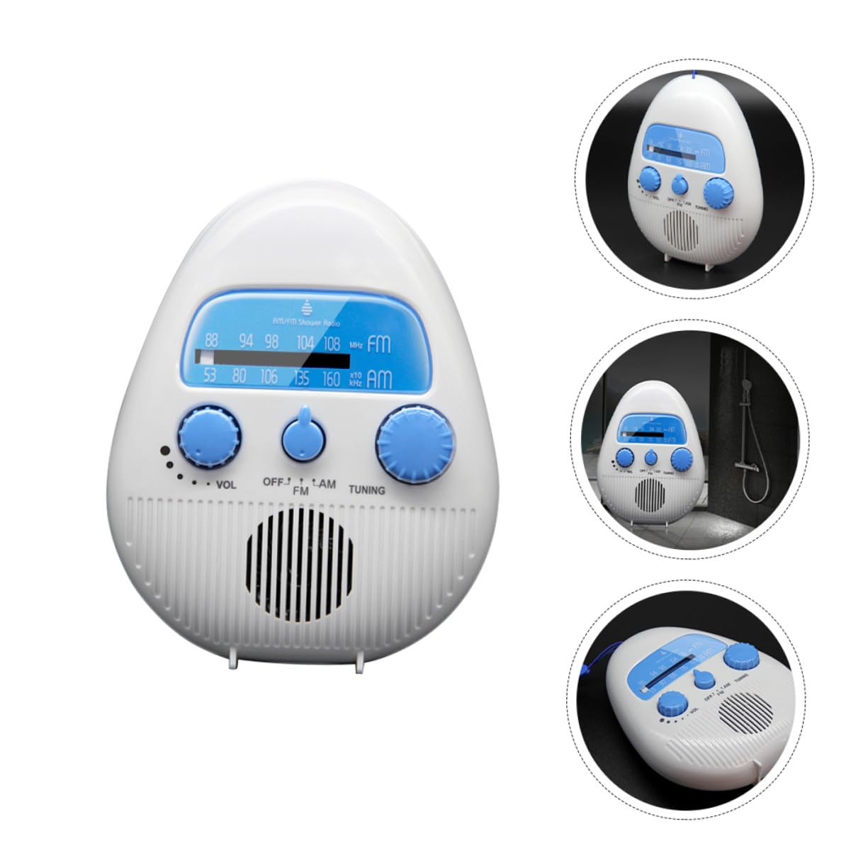 Duschradio Kleiner Tragbares Stereo Radio mit Abs Material und Kompakter Bauweise für Badezimmer und Dusche