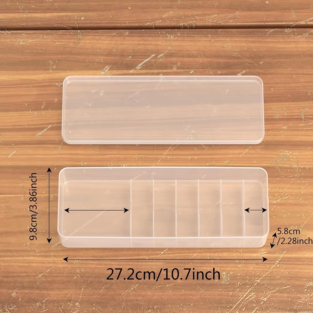 4-częściowy organizer z podziałem, przezroczysty, plastikowy pojemnik do przechowywania z pokrywką, do przechowywania kabli, biżuterii, artykułów papierniczych i małych części na biurku