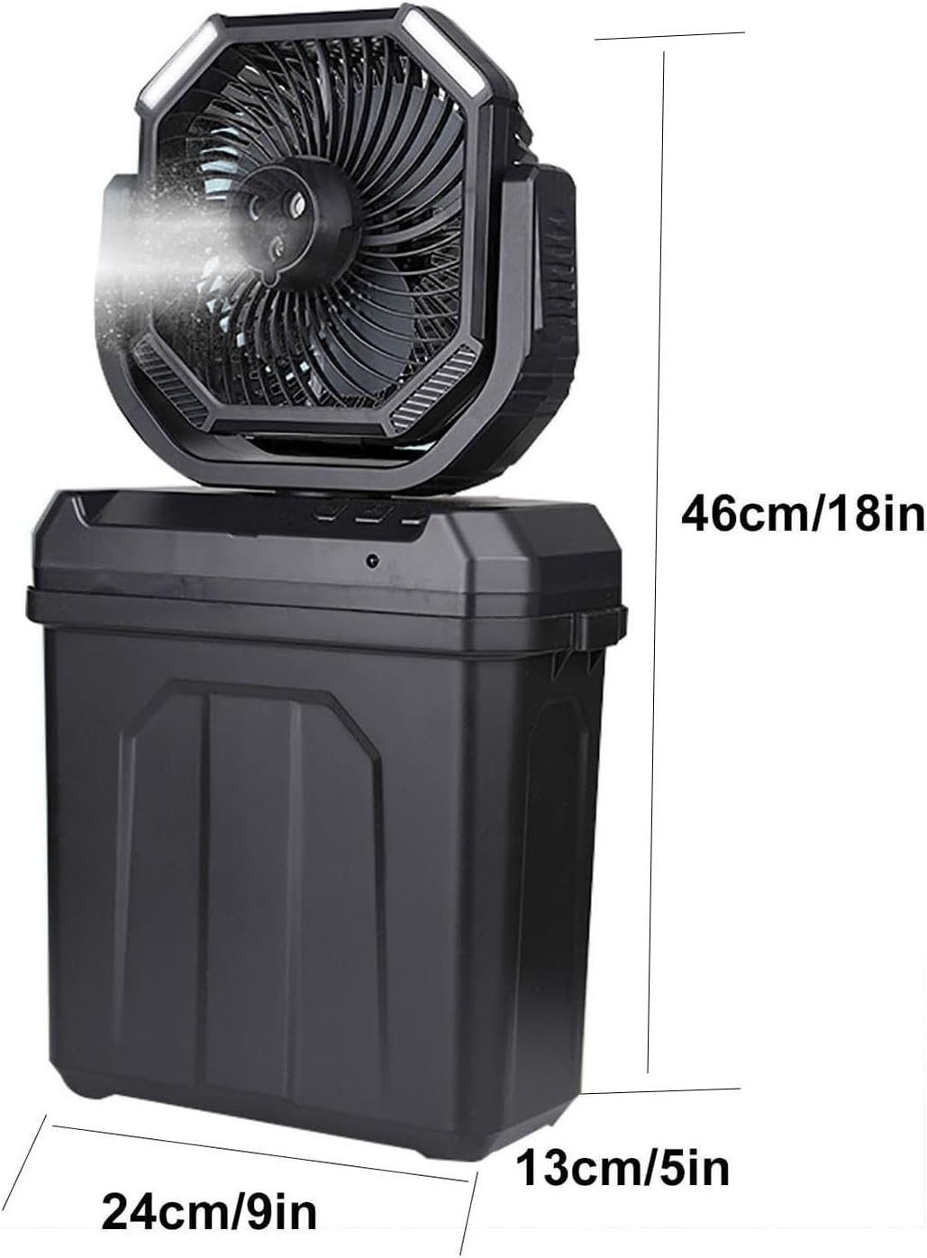 30000mAh Rechargeable Camping Misting Fan With Light Timer Fan With Hook 6L Bucket For Tent Garage Outdoor Use Camping Cooling