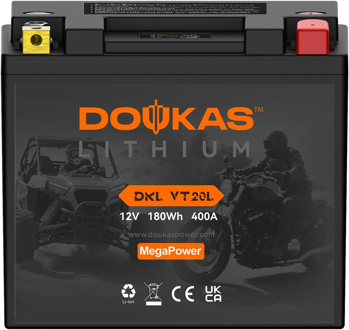 DKL VT20L 12V 15Ah 400CCA Motorcycle Battery YTX20L-BS Maintenance-free lithium power sports battery, suitable for motorcycles, scooters, ATVs, Compatible with Harley and off-road vehicles