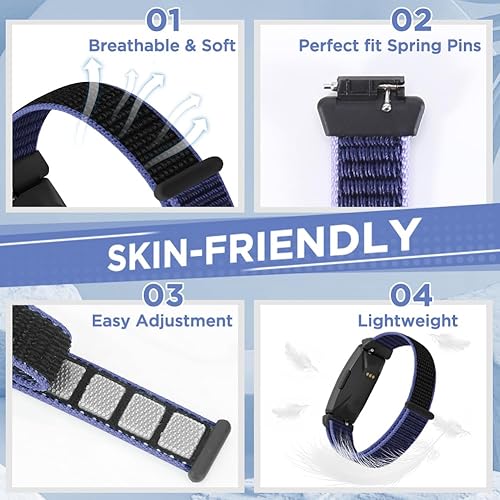 Miniatura 2 de WNIPH Bandas de nailon compatibles con Fitbit Inspire 3Inspire 2InspireInspire HRAce 3Ace 2, correas de repuesto deportivas transpirables suaves y