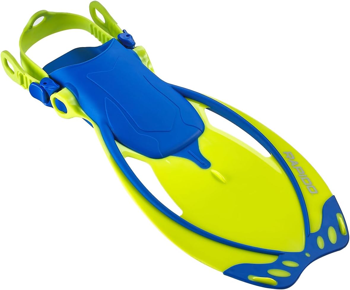 Rapido Marine Junior Open Heel Fins - Blue Lime, Large/X-Large