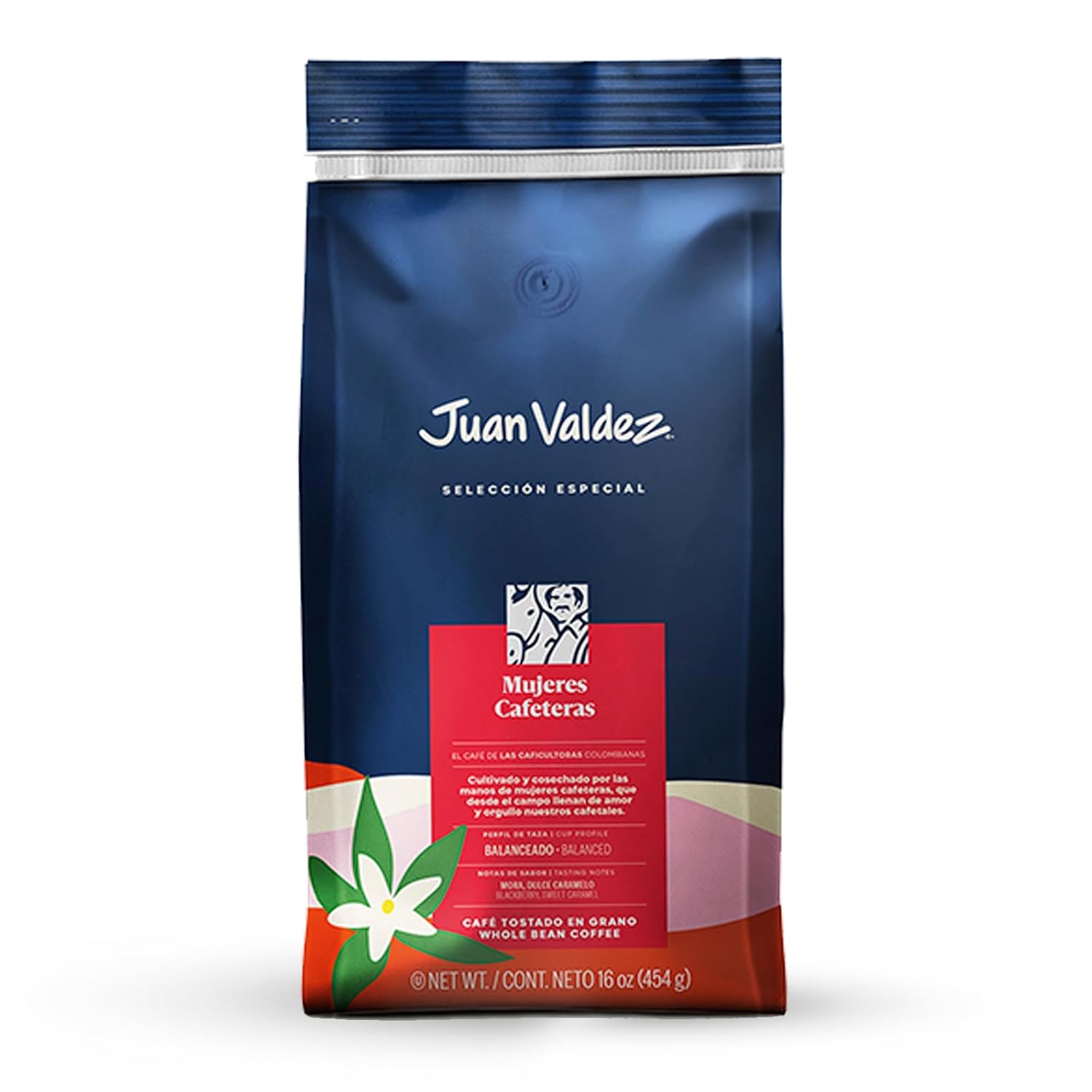 Juan Valdez Mujeres Cafeteras Whole Bean Coffee - Medium Roast Coffee Beans | 100% Colombian Coffee | 16 oz / 454 gr | A balanced coffee with flashes of sweet vanilla, cherry, blackberry and caramel notes