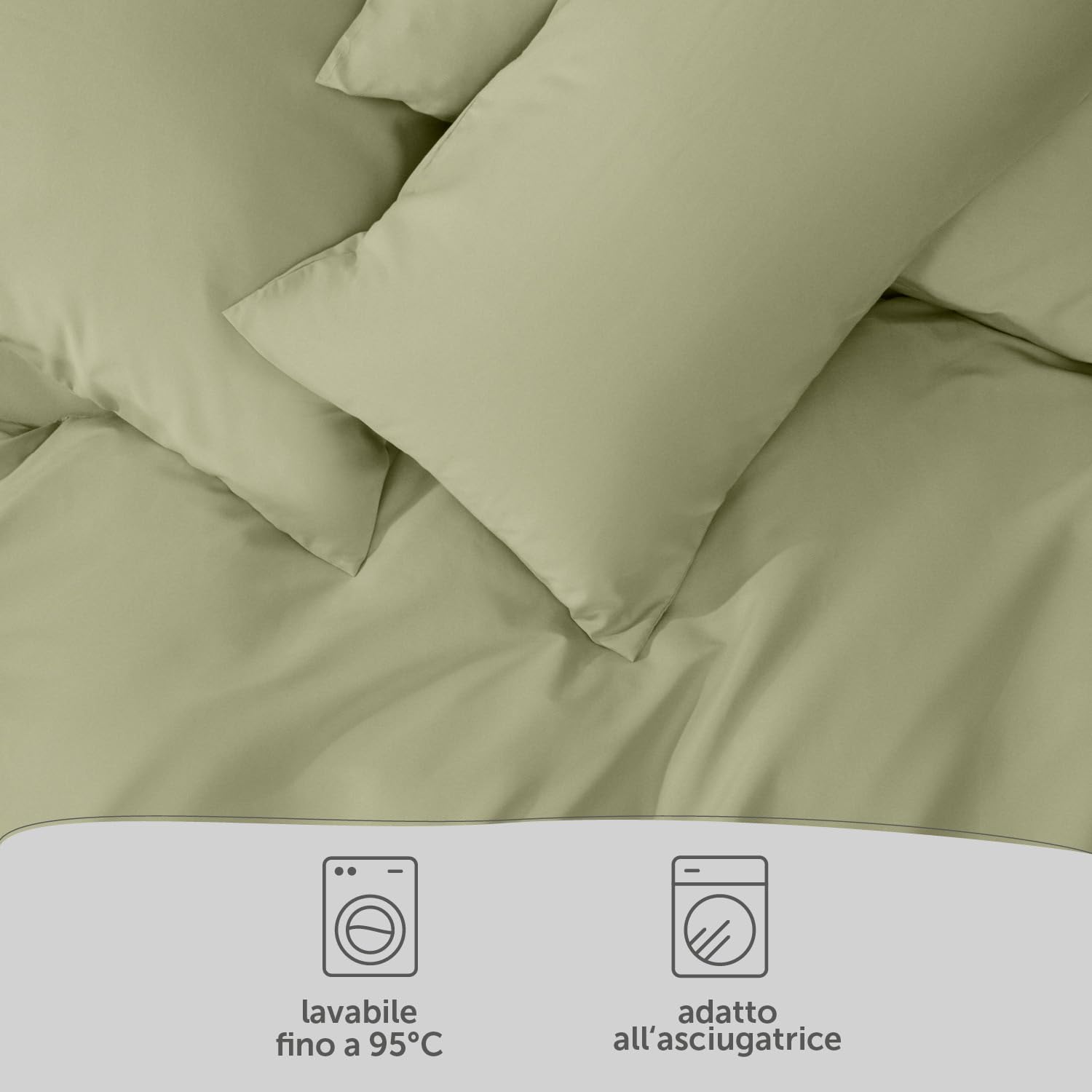 Blumtal Copripiumino Matrimoniale 240x220 e Federe 50x80 - Set di Lenzuola in microfibra extra morbida certificata Oeko-Tex, Set Copripiumino Matrimoniale con 2 Federe - 3 pezzi - Verde Oliva