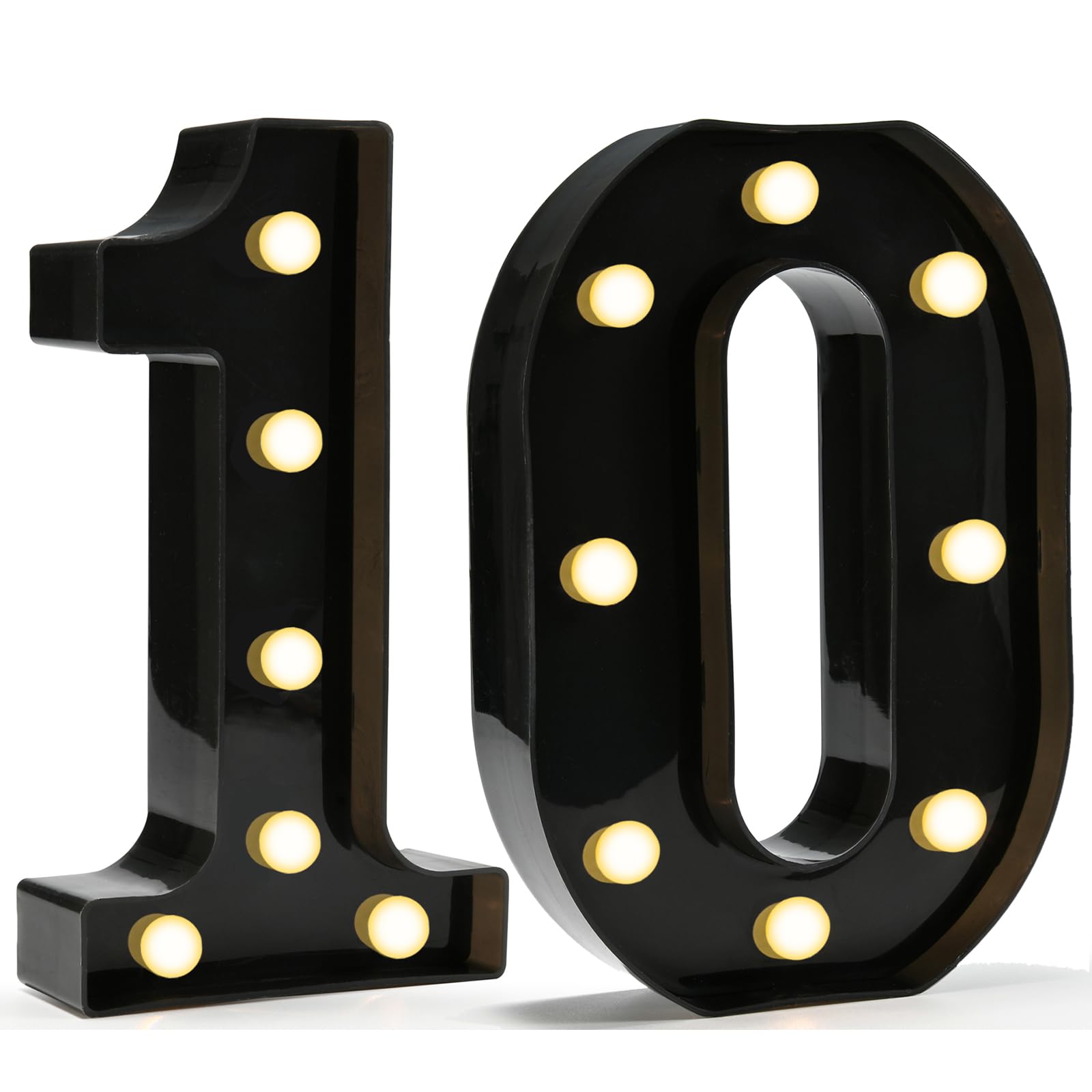 Decorative LED Light Up Numbers, 10th Birthday Decorations for Teen Girls Boys, Black Marquee Numbers 10 Sign for Boys Girls Gift Party Backdrop 10th Wedding Anniversary Decor, Number 10