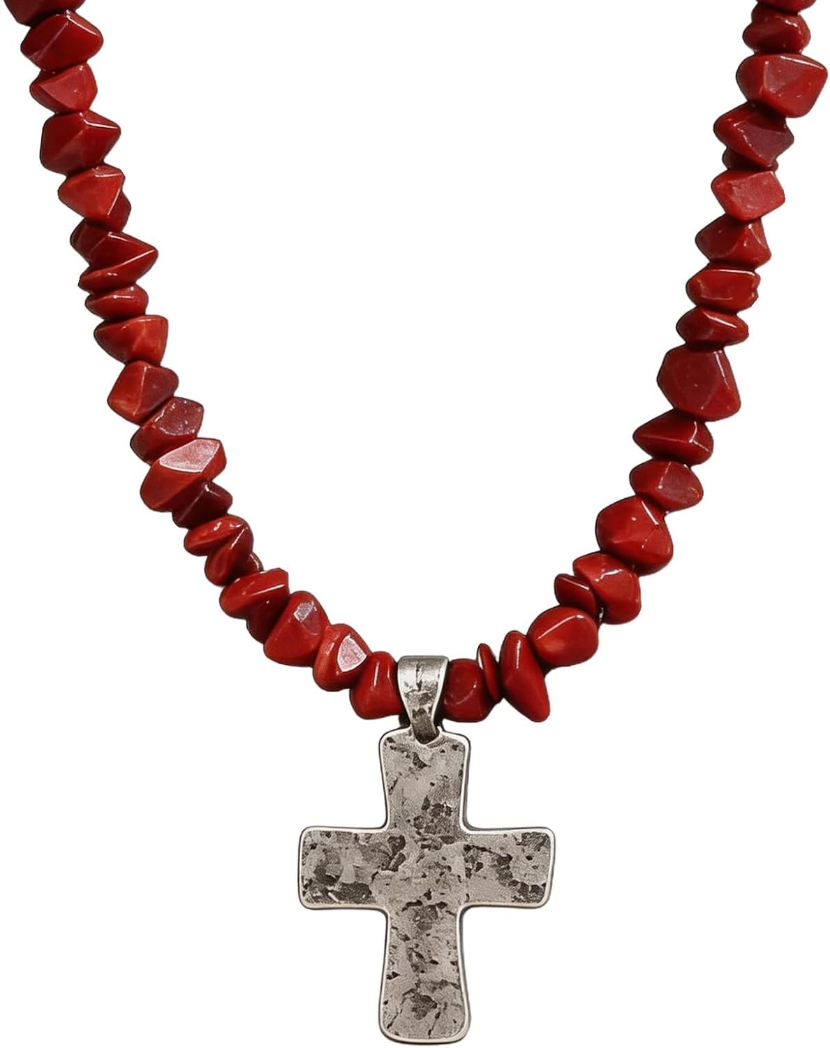 Trendy Stylish Elegant Unique Statement Red Western Jewelry for Women, Natural Irregular Red Stone Symbol Pendant Chain Necklace, Western Classic Fashion Jewelry Accessory