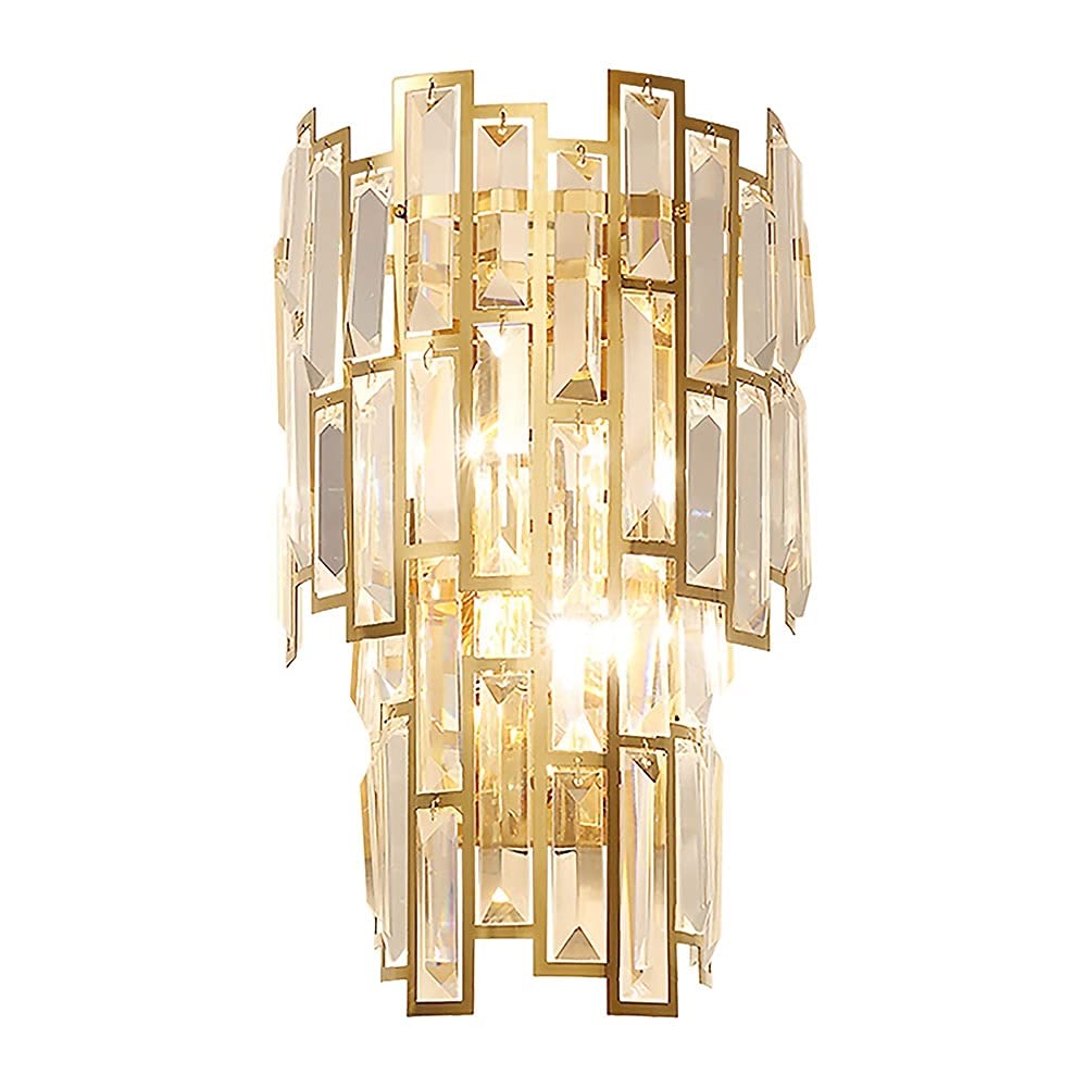 Lámpara de Pared de Cristal Americano, Acero Inoxidable, Oro, Cristal k9, lámpara para Sala de Estar, iluminación de Pasillo, 9 Pulgadas de Ancho, lámpara de Pared Lineal de Acero Inoxidable