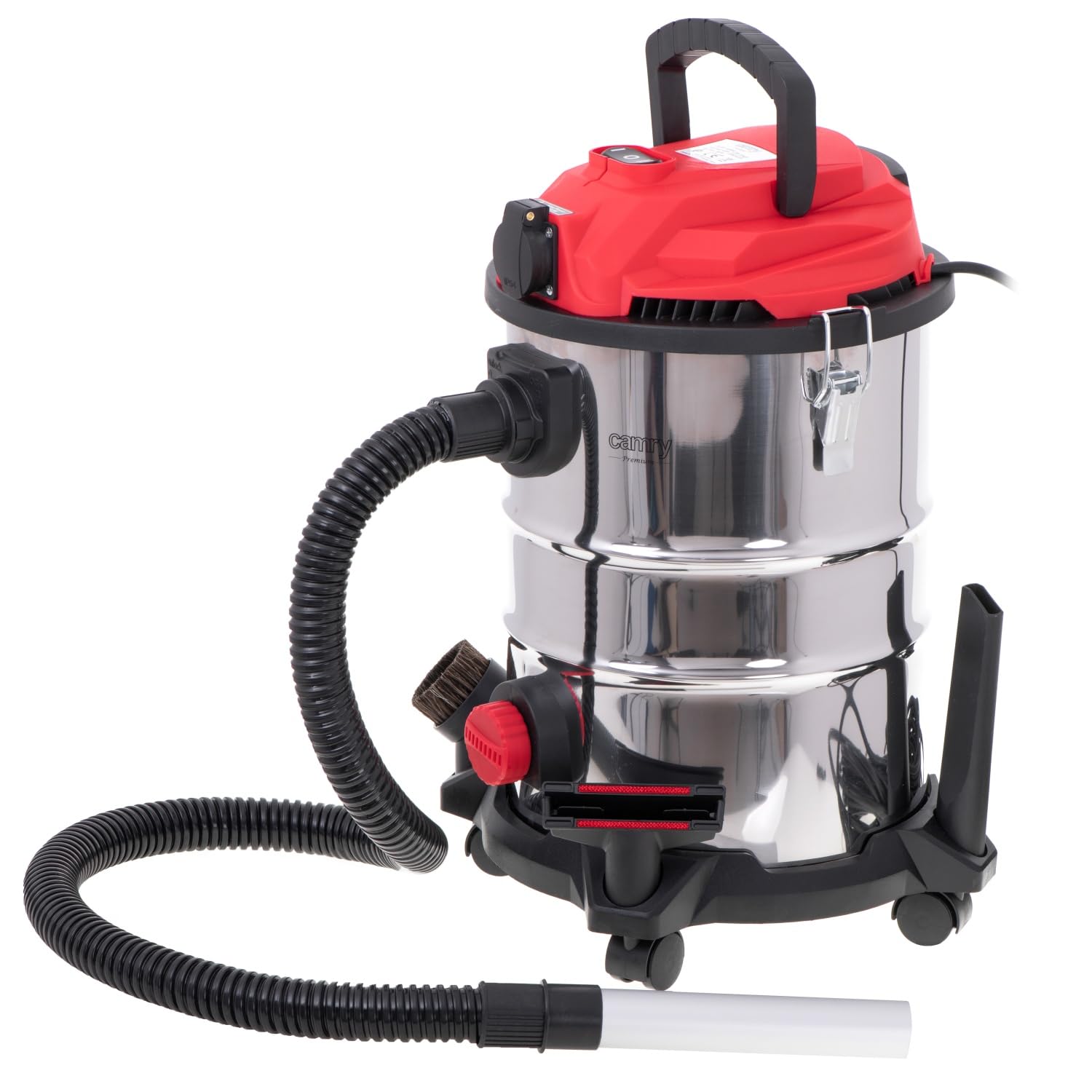 Camry CR 7045 Aspirador Industrial Profesional con Toma de Corriente, Aspiradora Seco y Húmedo, Función Soplado, Aspira Cenizas, 25 Litros, 4 Filtros, 3400W, Gris/Negro