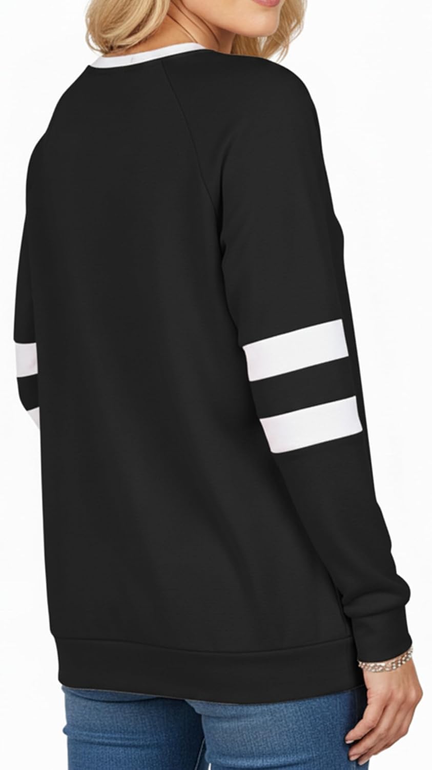 Womens Long Sleeve Shirts, Fall Casual Color Block Crewneck Tops, Soft Tshirt Basic Tee Fashion Clothes Trendy Outfits - Image 2