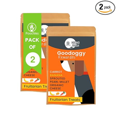 Poochles Goodoggy Rewardits Dog Training Treats - Vegetarian Blend of Carrots & Banana; Nutritious and Tasty Dog Food Fruitarian Vegetarian Treats for Dog Training (Pack of 2)