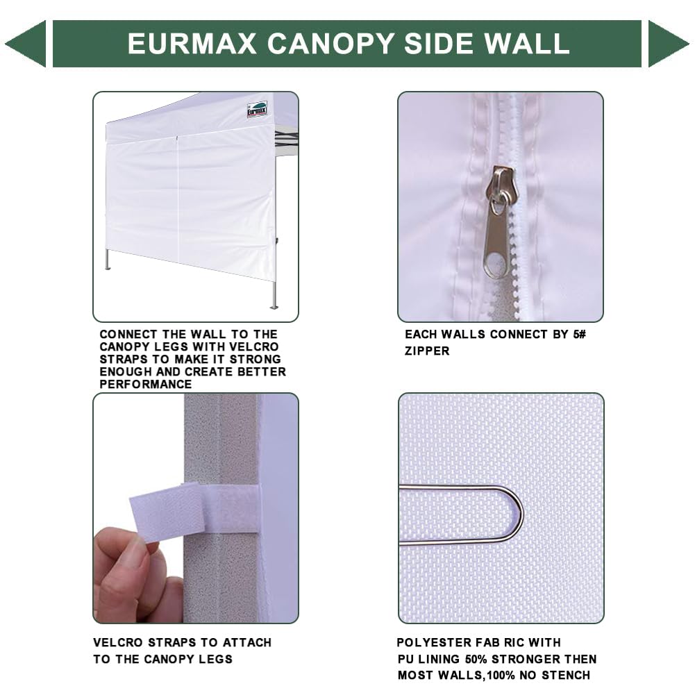 Eurmax USA - Toldo instantáneo de 10 pies con Pared Central con Cremallera para Tienda de campaña emergente, 1 Paquete de Pared Lateral