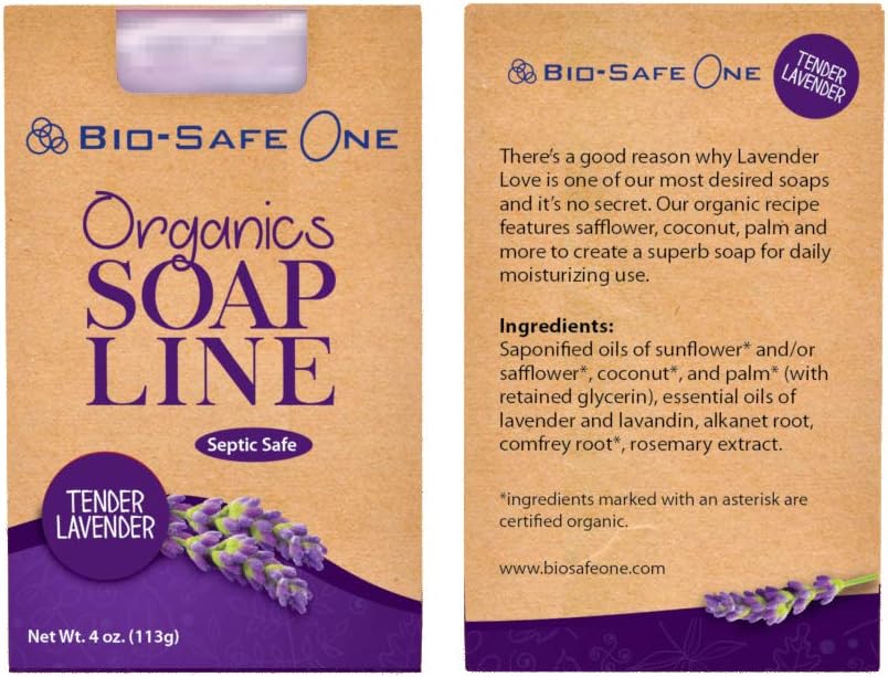 Luscious Lavender Organic Soap Bar | Luxurious Bath Soap | All Natural | Naturally Moisturizing | 4 oz. by Bio-Safe One, Inc.