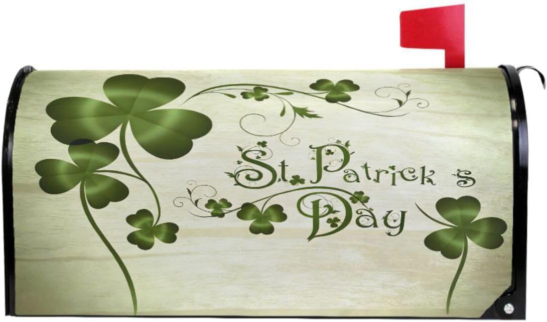WOOR St Patrick's Day Magnetic Mailbox Cover Shamrocks Lucky Clover Leaves MailWraps Garden Yard Home Decor for Outside Standard Size-18"x 20.8"