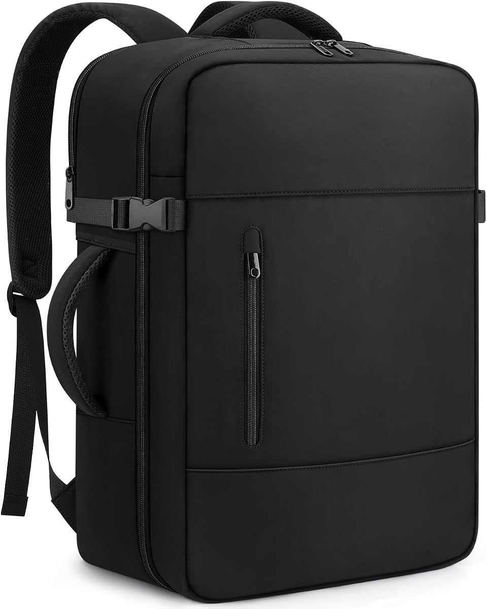 ZOMFELT Travel Backpack Carry On Backpack Luggage 22x14x9 Airline Approved | 15.6inch Laptop Backpack Women Men 45L Personal Item Travel Bag, Water Resistant Mochila For Business Work, Black