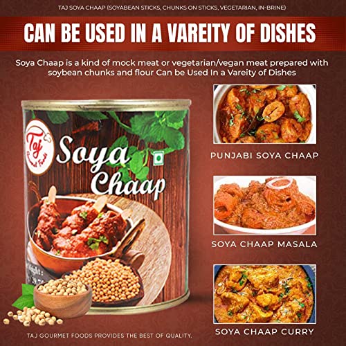 Taj Soya Chaap (Soyabean Sticks, Chunks On Sticks, Vegetarian, In-Brine), 850G #TOP5