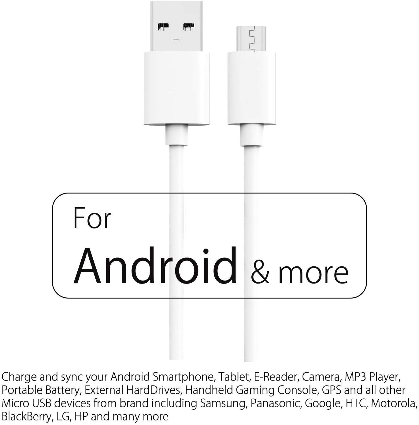 noot products Car Charger + 6FT Micro USB Charging Cable - 36W - QC 3.0-2 Port - Fast Charge Adapter for Samsung Galaxy S7/S6/S6 Plus/S4/Note 5/4/Edge/J7 V/J3 Eclipse/Emerge/J7 Perx-