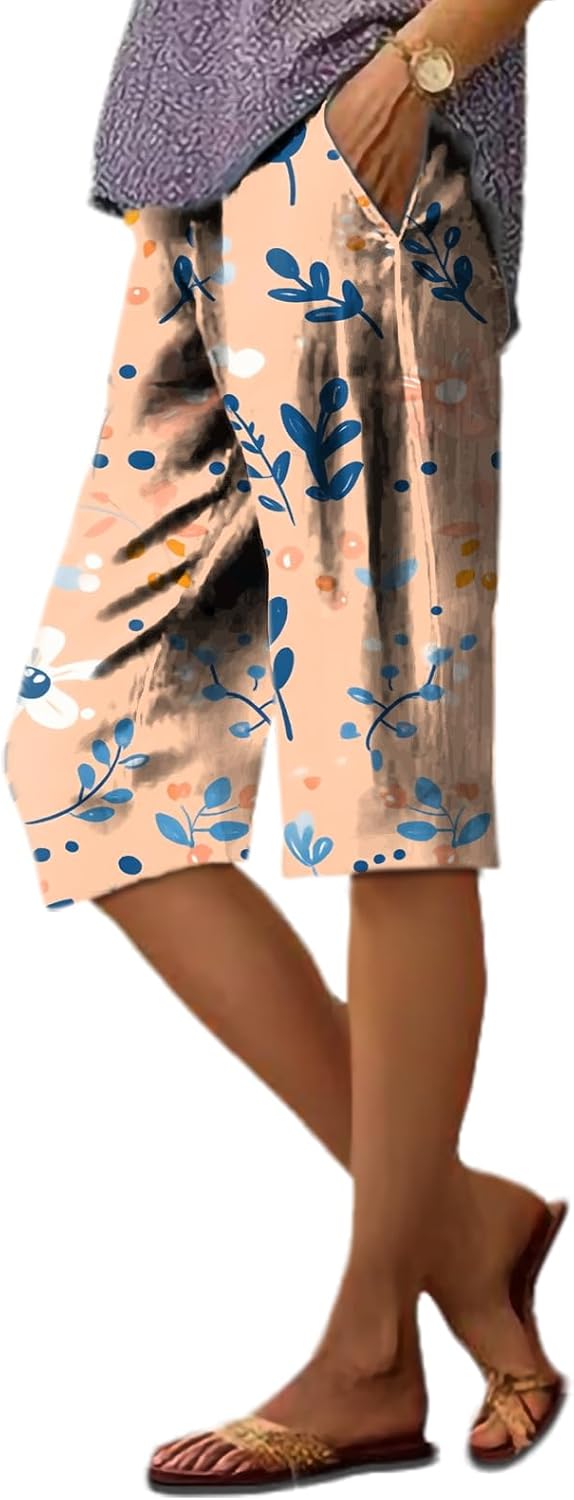 Pants for Women Floral Print Baggy Summer Bermuda Shorts Casual Soft and Comfy Beac...