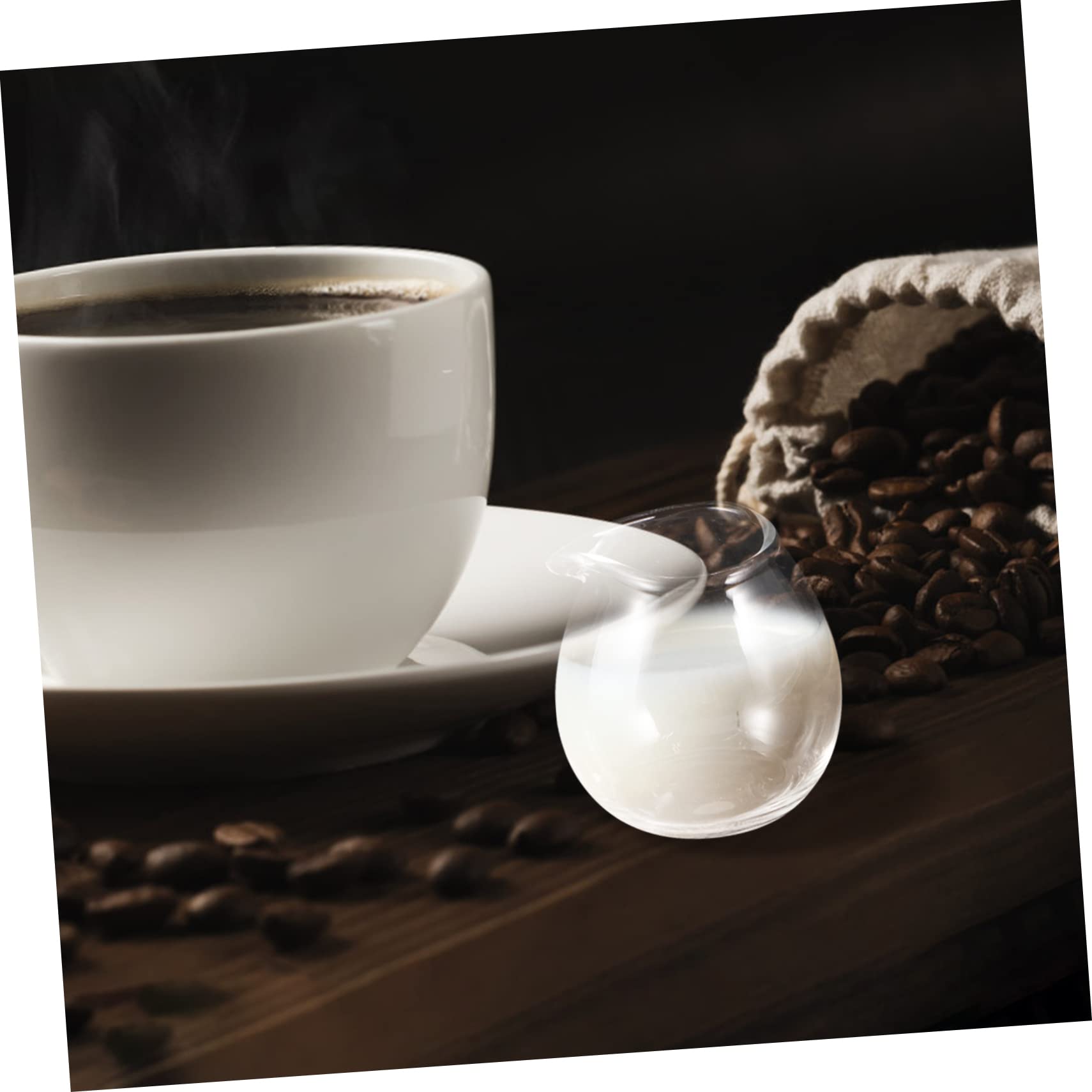 Amosfun 10 Piezas mini taza de leche de vidrio dispensador servidor de salsa manejar Mini cafetera Taza de café tazas de espresso mini jarra de leche de vidrio para café mini jarra de café