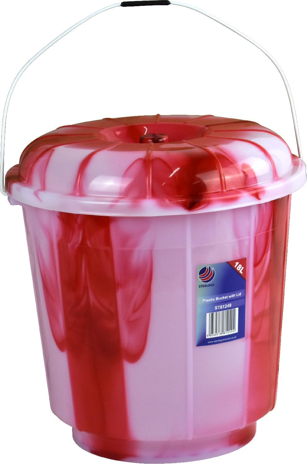 TieDye Coloured Plastic Storage Bucket with Lid and Metal Handle 18L