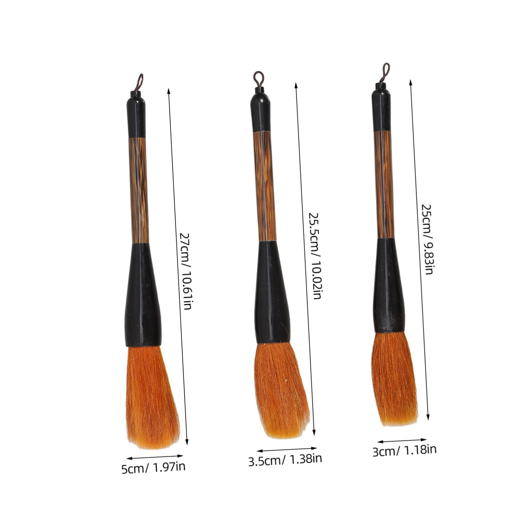 DIYEAH Enhance Your Art 3pcs Large Brush Set Chinese Calligraphy Brush Pen for Painting Writing Wolf Hair