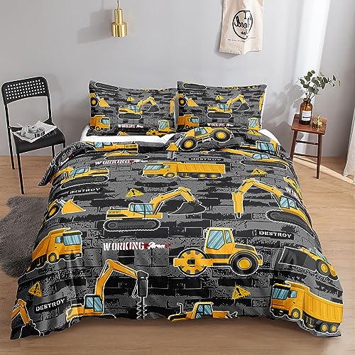 HOSIMA Bettwäsche-Set für LKW-Konstruktion, Drehmaschine, für Erwachsene, Jungen und Mädchen, Cartoon-LKW-Konstruktion, Bettbezug mit 3 Kissenbezügen (LKW-Konstruktion3 L) HOSIMA Bettwäsche-Set für LKW-Konstruktion, Drehmaschine, für Erwachsene, Jungen und Mädchen, Cartoon-LKW-Konstruktion, Bettbezug mit 3 Kissenbezügen (LKW-Konstruktion3 L)