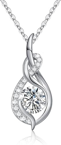 Collar de moissanita para mujer, delicado collar con dije de infinito, chapado en oro blanco de 18 quilates, regalo de cumpleaños para su madre y