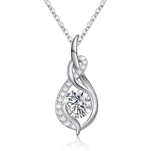Infinity Moissanite Necklace for Women Dainty 18K White Gold Plated Necklace Gifts ...