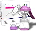 Manual Breast Pump - Adjustable Suction Silicone Hand Pump Breastfeeding, Small Portable Manual Breast Milk Catcher Baby Feeding Pumps & Accessories, Purple