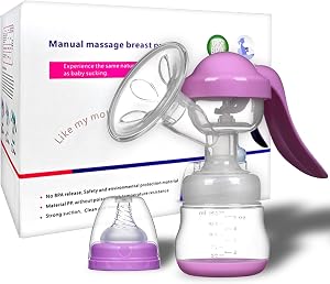 Manual Breast Pump - Adjustable Suction Silicone Hand Pump Breastfeeding, Small Portable Manual Breast Milk Catcher Baby Feeding Pumps & Accessories, Purple