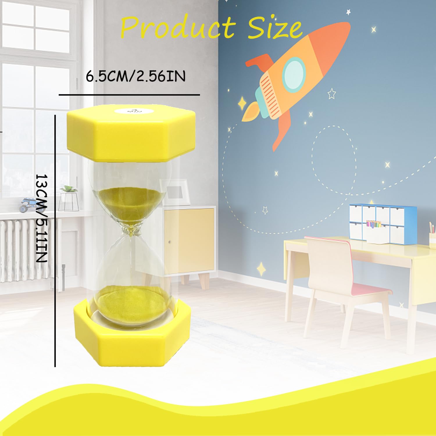 Clessidra a Sabbia, Timer per Bambini 3 Minuti - Orologio Decorativo per Casa, Classe, Cucina, Giochi, Ufficio - Time Management - Colorate - Nero