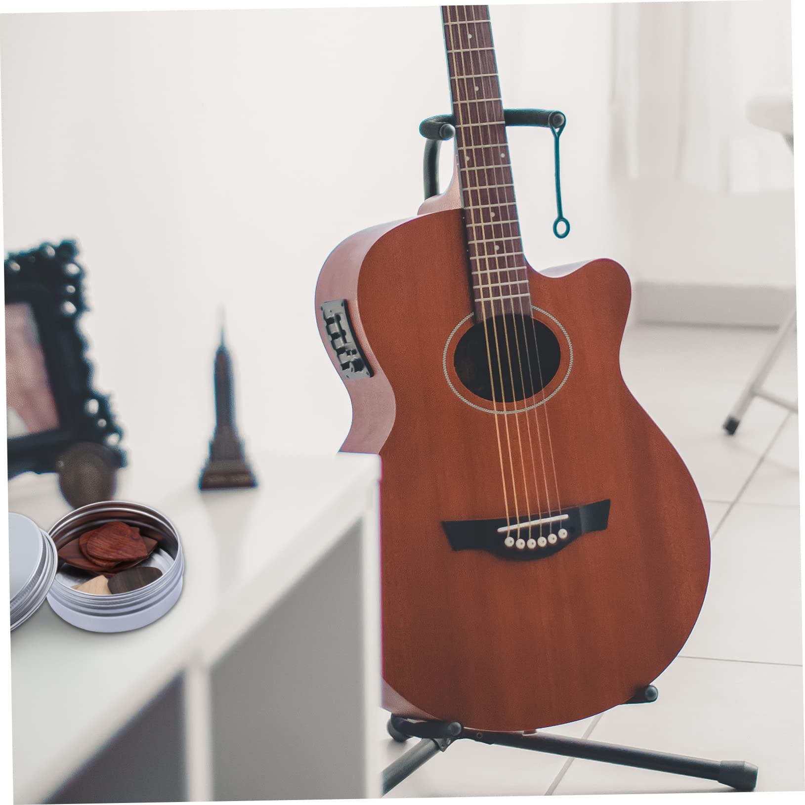 10 Pezzi Plettri per Chitarra in Legno con Sgocciolatore per Dita, con Astuccio Porta Plettri