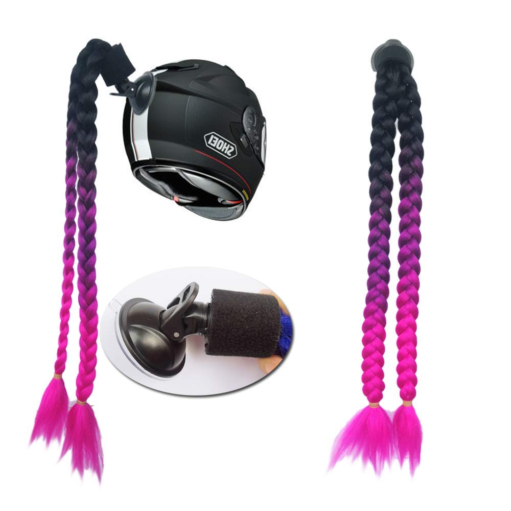 Accessorio per Casco, Coda di Cavallo, treccine per Moto, Bicicletta, Batting, Pattini o Altri caschi, 2 trecce Insieme, 61 cm, Molti Colori