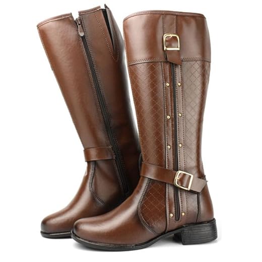 Bota Feminina Cano Longo Montaria Lilian Com Zíper e Fivela 229