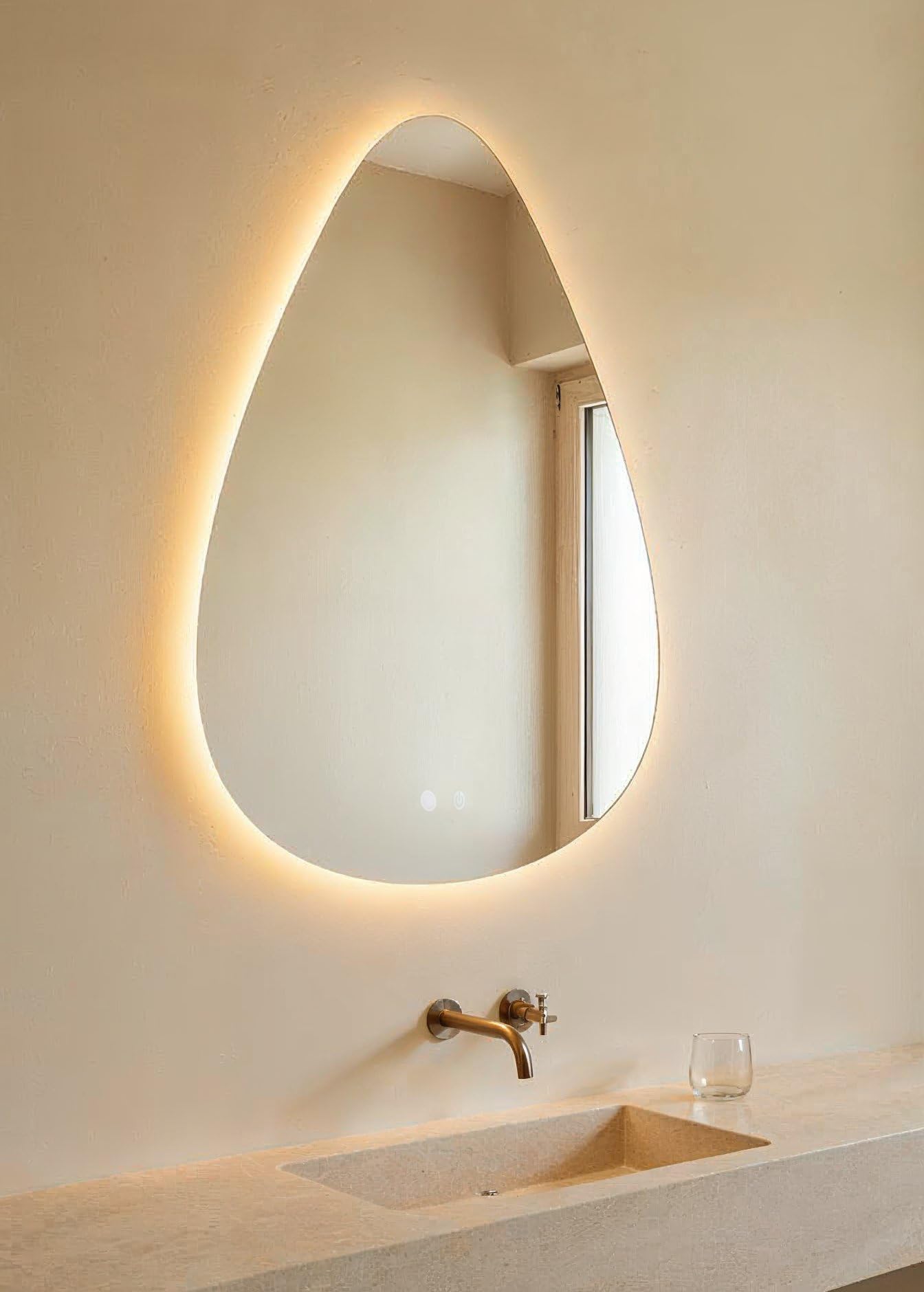 VIDI HOME Melin - Specchio da Bagno LED, 80×60 cm, a Goccia Anticondensa - Specchiera Retroilluminata con 3 Temperature di Luce per Bagno Moderno e Casa